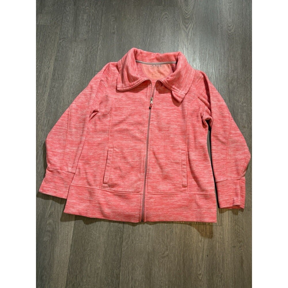 Calvin Klein Performance Womens 1XL Coral Pink Heathered Fleece Full Zip Jacket